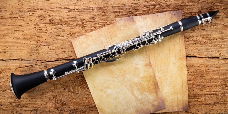 clarinet on wooden table